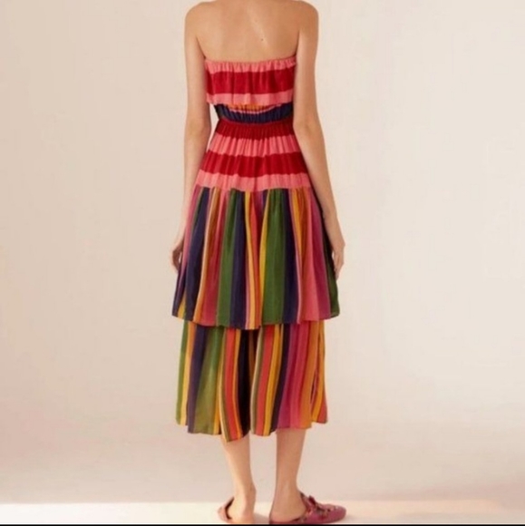 Farm Rio Strapless Striped Dress Viscose Size XS - Picture 4 of 9